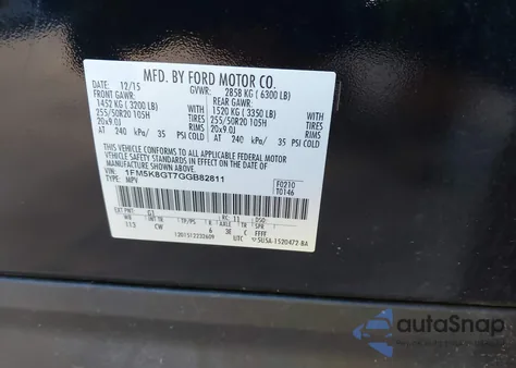 2016 Ford Explorer Sport z USA, uszkodzony, nr VIN 1FM5K8GT7GGB82811